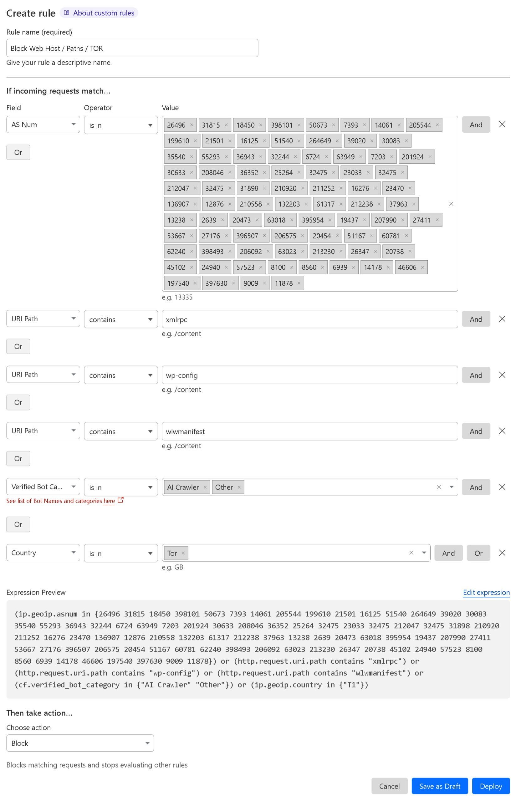 Cloudflare Block Host Path and TOR